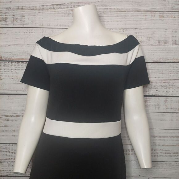 Suzy Shier Black and White Dress with Bateau Neckline - Picture 3 of 12